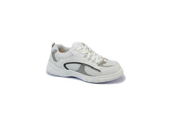 Mt. Emey 9701-3L White/Silver - Men's Light Weight Athletic Walking Shoe with Laces