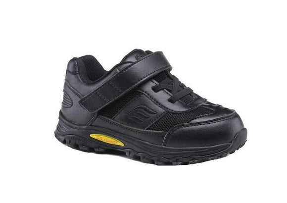 Mt. Emey 3301-1L Black - Children Straight Last Athletic Shoes with Elastic Laces