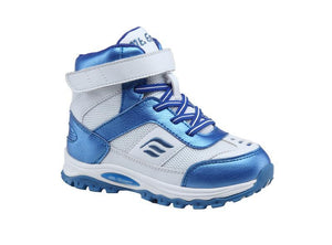 Mt. Emey 3305-6H White/Navy Blue - Children Straight Last Athletic Boots with Elastic Laces