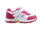 Mt. Emey 3301-5L White/Rosy Red - Children Straight Last Athletic Shoes with Elastic Laces