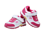 Mt. Emey 3301-5L White/Rosy Red - Children Straight Last Athletic Shoes with Elastic Laces