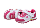 Mt. Emey 3301-5L White/Rosy Red - Children Straight Last Athletic Shoes with Elastic Laces