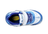 Mt. Emey 3301-6L White/Navy Blue  - Children Straight Last Athletic Shoes with Elastic Laces